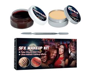 Maquillage Halloween | à Cicatrices Fausses Halloween Sang Artificiel Croûte | Produit Beauté Avec Spatule pour Blessures Zombie Sourcil Nez Cosplay Carnaval Femmes Adultes