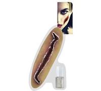 Maquillage Halloween avec fausse cicatrice de 13 cm et sa colle (x1) REF/11306 - ptit clown multicolore G
