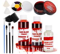 Maquillage Halloween Effets Spéciaux, Halloween Make Up Set Sang Frais + Vieux Sang + Latex + Pommade Au Plasma, Kit De Faux Sang Pour Halloween, Vampire, Zombie Et Blessures De Sfx