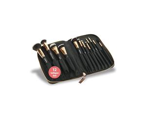 Maquillage Maquillage Marque Fantasy Model Brush sur Zip Sac, Pièces, Noir/Cuivre