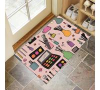 Maquillage Peint À La Main Paillasson D'Entrée Discret Absorbant - 50 X 80 Cm - Antidérapant - Art du Graffiti Tapis De Sol pour Entrée d'animaux Domestiques, Cuisine, Salle De Bain - Rose