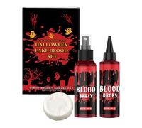 Maquillage Sang Artificiel | Kit De Faux Sang,Gouttes Pulvérisables Accessoires Déguisement Pour Costume Cosplay Zombie Et Vampire