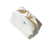 Maquillage unique en coton avec motif floral pour femmes Trousse de toilette en plein air Trousse de toilette de grande capacité Trousse de maquillage, Blanc, Mass Beauty