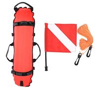 Maqulae Ballon Flottant de Plongée 85 X 20 Cm avec Drapeau de Plongée et | Construction en Nylon TPU, Crochet et Boucle pour Trois Pistolets de Chasse Sous-marine, Corde PE Orange de 20 Mètres,