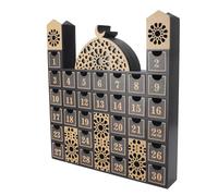 Maqulae Calendrier de Compte à Rebours en Bois du Ramadan avec Lumière LED, Compte à Rebours Jusqu'au Calendrier de L'Avènement du Tiroir de L'Aïd, pour Célébrer Le Ramadan (JM01508)