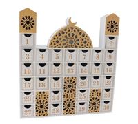Maqulae Calendrier de Compte à Rebours en Bois du Ramadan avec Lumière LED, Compte à Rebours Jusqu'au Calendrier de L'Avènement du Tiroir de L'Aïd, pour Célébrer Le Ramadan (JM01507)