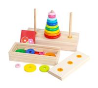 Maqulae Jeu de Puzzle à 10 Anneaux, Tour en Bois de Hanoï, Jouet de Jeu de Bloc de Pensée Logique éducatif Précoce pour la Formation à la Pensée Logique, pour Enfants et Adultes (Grande Taille)
