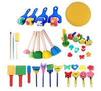 Maqulae Kits de Pinceaux de Peinture en éponge 30 Pièces, Ensemble de Peinture pour Tout-petits, Ensemble de Graffitis pour Enfants à Faire Soi-même pour les Activités D'éducation (Comme indiqué)