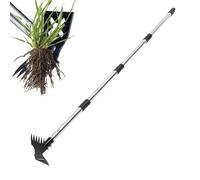 Maqulae Outil D'extraction de Mauvaises Herbes de Jardin avec Long Manche, Râteau à Mauvaises Herbes 2 en 1, Outil de Désherbage Robuste et Réglable pour Cour, Pelouse, Patio et J