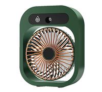 Maqulae Petit Ventilateur Silencieux avec 3 Vitesses, Ventilateur de Refroidissement par Brume, Pales de Turbine, de Brumisation de Bureau Rechargeable par USB pour le (Verte)
