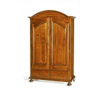 Mar.c.a. Design Armoire 2 portes chapeau gendarme rond 2 tiroirs, art pauvre, bois peuplier noyer - Mis. 125x61x200 cm