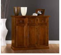 Mar.c.a. Design - Buffet Arte Povera 3 portes 3 tiroirs en bois noyer foncé 100 x 40 x 88 cm - Buffet Bois Made in Italy