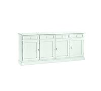 Mar.c.a. Design, Meuble de Rangement en Bois Blanc Mat - Meuble Cuisine avec Casiers, Étagères et Tiroirs - Meuble TV Blanc Classique - Buffet Salle a Manger 205x42x86H, pour Meubles de Salon