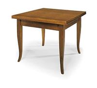 Mar.c.a. Design - Table à livre extensible jusqu'à 180 cm | Pieds en sabre, bois de peuplier noyer foncé, ouverture à livre - Table Arte Povera Made in Italy, Mis. 90 x 90 fermé et 180 x 90 ouvert