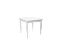 Mar.c.a. Design - Table rectangulaire fixe de 80 ou 90 cm avec pieds de sabre - Table en bois massif - Arte Povera Made in Italy (blanc mat, 90 x 90 x 78H)