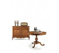 Mar.c.a. Design Table Ronde de 100 cm, Extensible 1 rallonge de 40 cm, Finition Basse, Couleur Noix, Art pauvre, avec - Mis. 100 x 100 x 75 cm.