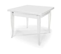 Mar.c.a. Design - Table Salle à Manger carrée Extensible Bois Massif 100-200 cm Table Bois Blanc Pieds Sabre Style Arte povera Made in Italy