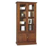 Mar.c.a. Design - Vitrine Bois 90x41x186 cm 2 Portes Vitrées 2 Portes Pleines - Vitrine Salon Classique - Made in Italy