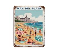 Mar Del Plata Affiche rétro en métal avec inscription « Argentina » - Décoration murale - 30 x 40 cm