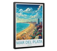 Mar Del Plata Poster d'art de voyage (80) sur toile - Décoration murale pour salon, chambre à coucher - 30,5 x 45,7 cm (L x l)