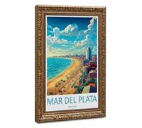 Mar Del Plata Poster d'art de voyage (80) sur toile - Décoration murale pour salon, chambre à coucher - 40,6 x 61 cm (L x l)