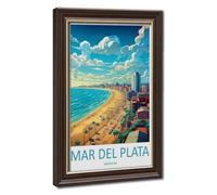 Mar Del Plata Poster d'art de voyage (80) sur toile - Décoration murale pour salon, chambre à coucher - 61 x 91,4 cm (L x l)