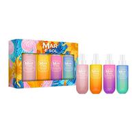 Mar e Sol Body Mist Coffret cadeau pour femme (4 x 40 ml) - Caramel, macadamia & vanille, tubéreuse éclatante, crème de noix de coco, caramel sel et pistache - Jusqu'à 6 heures de conservation