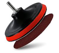 MAR-POL® Plateau de ponçage Ø 125 mm avec velcro & filetage M14 x 2 et adaptateur mandrin de serrage pour perceuse, meuleuse d'angle accessoires + 1 disque abrasif | Plateau adhésif