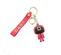 MAR23 Porte-clés avec personnage rose, pendentif décoratif avec symboles de jeu, accessoire en PVC