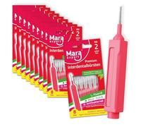 MARA EXPERT Brosses interdentaires ISO 2 - 10 x 8 - Rose - Brosse interdentaire avec poils naturels - Manuelle, stationnaire - Pour dents, implants, couronnes, appareils dentaires et molaires