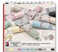 Marabu 0261000000088 - Chalky Chic Lot de 12 peintures à la craie mates opaques 100 ml, à base d'eau, bouchon doseur - Pour rouleau, pinceau et tampon sur bois, métal et plastique, look usé pouvant être poncé