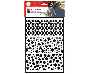 Marabu 028500000009 - Art Stencil Pochoir à Motif pour Un Pochoir Efficace sur Papier, châssis, Bois et Textiles, sans PVC, découpé au Laser, réutilisable, DIN A4, Modern Combination