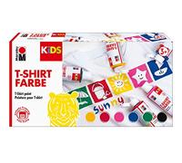 Marabu 0308000000001 Kids T-Shirt Lot de 6 peintures de 80 ml, pour les tissus, adaptées pour des designs créatifs sur des textiles clairs, après fixation, résistants au lavage jusqu'à 60 °C