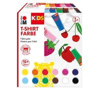 Marabu 0308000000011 - Kids T-Shirt Farbe, Peinture sur Tissu pour la création de Textiles, 12 x 36 ML, résistant au Lavage après Fixation jusqu'à 60 °C, pour Enfants à partir de 3 Ans