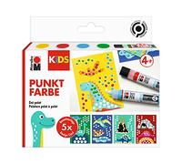 Marabu 0311000000101 - Kids Dot Pen Set Dino 4 x 25 ML, Peinture à Points à Base d'eau, sèche en Mat et en Relief, pour créer des Images colorées avec la Technique de la Peinture à Points
