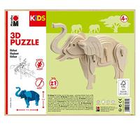 Marabu Puzzle 3D en bois Éléphant pour enfants, 27 pièces, env. 16 x 13 cm, Marron