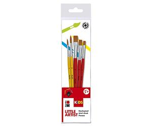 Marabu 0318000000004 - Kids Little Artist Set de pinceaux d'artiste FSC 100%, 5 pinceaux de modelage avec différentes Pointes en Silicone