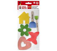 Marabu 0318000000012 - Kids Little Artist Set de tampons éponges, y Compris 2 pinceaux à piquer et 4 tampons éponges, Unique