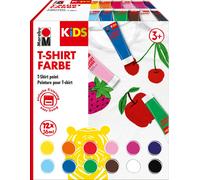 Marabu 0308000000011 - Kids T-Shirt Farbe, Peinture sur Tissu pour la création de Textiles, 12 x 36 ML, résistant au Lavage après Fixation jusqu'à 60 °C, pour Enfants à partir de 3 Ans
