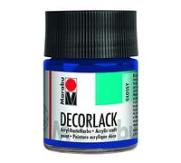 Marabu 11300005052 Vernis décoratif acrylique bleu moyen 052, 50 ml, vernis acrylique brillant à base d'eau, résistant aux intempéries, à la salive, pour peinture, pochoir et technique de serviette