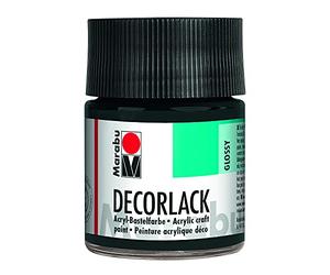 Marabu 11300005073 - Peinture acrylique noire 073-50 ml - Peinture acrylique brillante à base d'eau - Résistant aux intempéries - Résistant à la salive - Pour peinture, pochoir et découpage