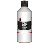 Marabu 12040075808 12040075808-Acryl Gesso White Apprêt acrylique à base d'eau, faible absorption pour application de peinture lisse et bonne adhérence des peintures et des médias, 500 ml Blanc.