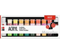 Marabu 1210000000208 Jeu de couleurs acryliques "BASIC" 32 x 3,5 ml / 2 x 59 ml