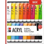 Marabu 121000201 – Peintures acryliques Ensemble Couleurs 18 x 36 ml