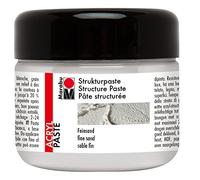 Marabu 12260025809 Pâte structurelle Sable Fin, pâte Acrylique Mate à Base d'eau, résistante à la lumière, aux intempéries, Bien couvrante, pour Structures en Relief à Plastique, 225 ML, Blanc