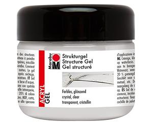 Marabu 12280025103 Gel structurel Brillant en Acrylique crémeux à Base d'eau, résistant à la lumière, résistant aux intempéries, pour Structures Fines et en Relief, 225 ML, Transparent