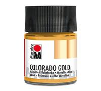 Marabu 12640005784 Colorado Gold métallisé doré 50 ml à base d'eau, résistant à la lumière, aux intempéries, à séchage rapide, pour brosser et tacher sur des surfaces absorbantes