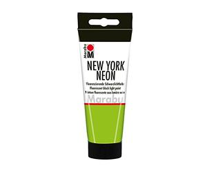 Marabu 12660050365 - New York Neon Peinture Fluo Vert Fluo 100 ML, Compatible avec la lumière Noire, à Base d'eau, résistante à la lumière, résistante aux intempéries, séchage Rapide, pour Pinceau et