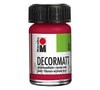 Marabu 14010039032 - Decormatt Acrylique Rouge carmin 032, 15 ml, peinture acrylique à base d'eau au fini mat velouté, onctueuse et aux couleurs intenses, résistante à la salive et aux intempéries