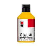 Marabu 15100013021 - Encre pour impression linoléique à base d'eau, résistante aux taches, jaune moyen, 250 ml, pour toutes les techniques haute pression à l'école, les loisirs et le graphisme